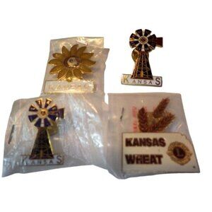 Kansas Lions Club Windmill Wheat Pins Pinbacks  NOS lot 3